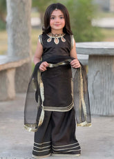 Titli By Modest Stitched Toddlers 3 Piece Black Cotton Lawn Set