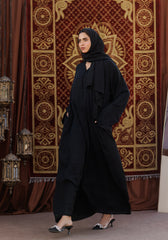 Hijabi.Pk BLACK FRONT-OPEN ABAYA- Signature