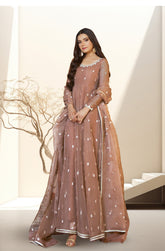Kalidaar Frocks By Asma & Sidra Stitched Formals Suit-BROWN GIRL