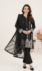 Shamooz Stitched 3 Piece Winter Collection'2025-Dusky Black SE-023