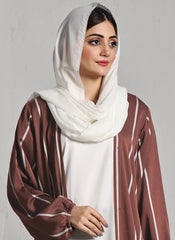 Hijab Ul Hareem Front Close Double Breast Zoom Fabric Tea Pink Abaya (0122-P-712)