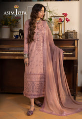 Asim Jofa Shadow Work '23 Ajsw-01 Embroidered Lawn Silk 3 Pcs