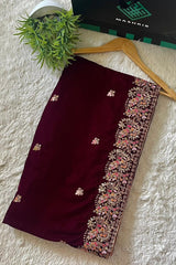 Mashrib Shawl Suit-Maroon Embroidered Elegance