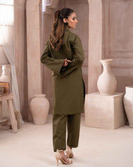 Ayla Studio Stitched SOLID ESSENTIAL CO-ORD - Olive