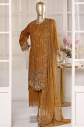 Bin Saeed Stitched 3 Piece Luxury Emb Lawn Vol-02 Suit-D-3015-MUSTARD