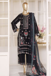 Bin Saeed Stitched 3 Piece Luxury Emb Lawn Vol-02 Suit-D-3019-BLACK