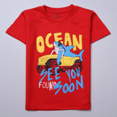 Kjunction Boys Half Sleeves-Printed T-Shirt (Ocean)