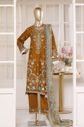 Bin Saeed Stitched 3 Piece Luxury Emb Lawn Vol-02 Suit-D-3020-MUSTARD