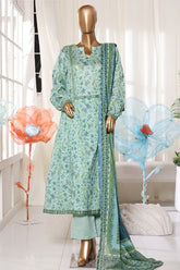 Bin Saeed Stitched 3 Piece Exclusive Printed Frock-LSM-3059-GREEN