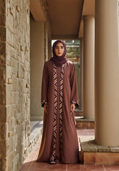 Abaya.Pk Brown Embroidery with Inner Abaya | Velora