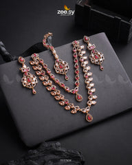 Urwa Hocane Necklace Set Golden Ruby - Zeesy Jewellery