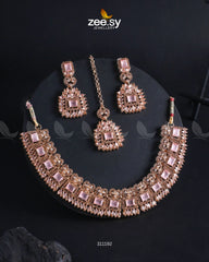 Elysium Necklace Golden Mint Pink - Zeesy Jewellery