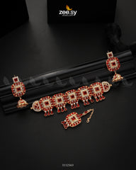 Kiran Necklace Set Golden Red - Zeesy Jewellery