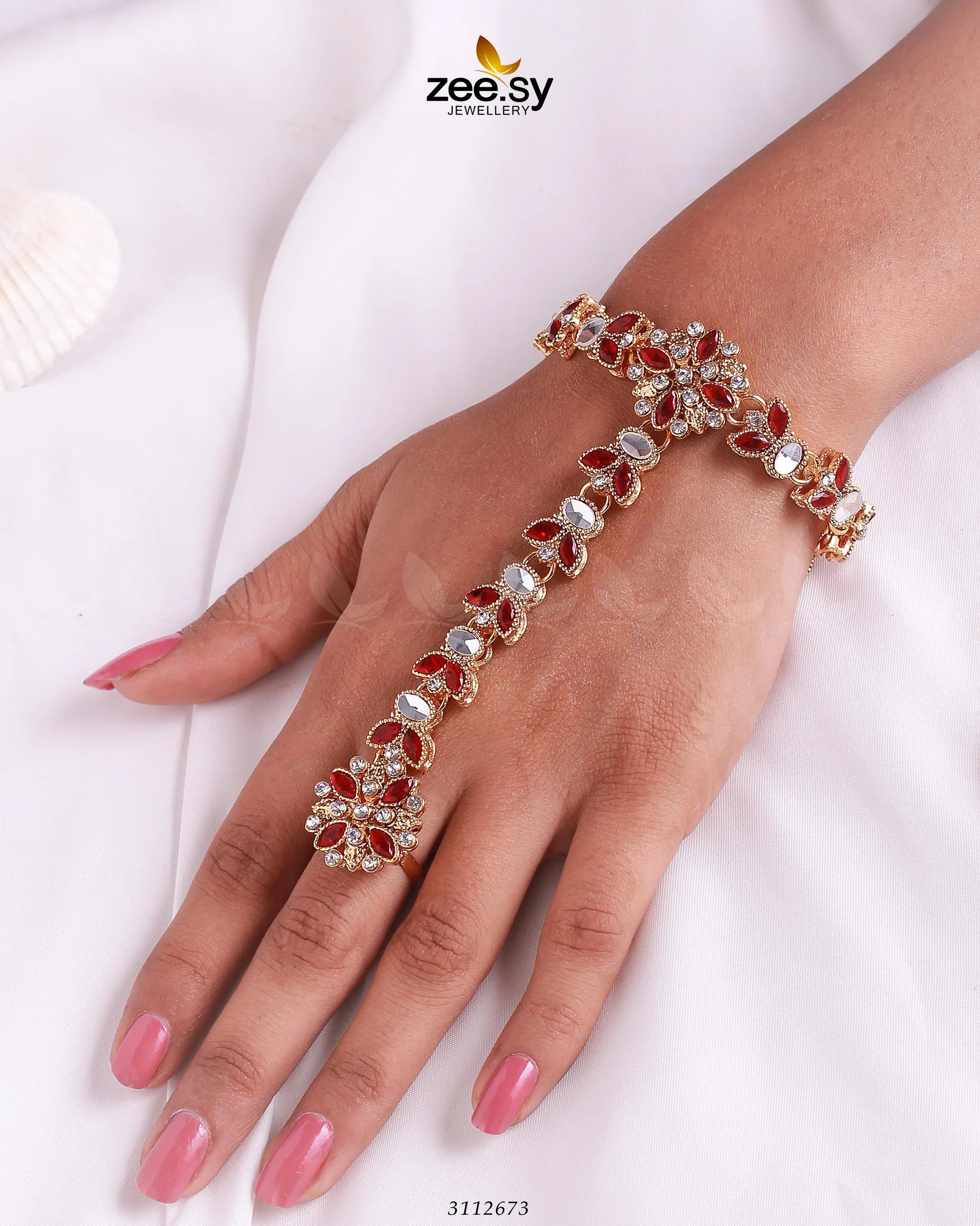 Elegant Anja Bracelet Golden Red - Zeesy Jewellery