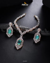 Sharmeen Necklace Set Golden Mint Green - Zeesy Jewellery