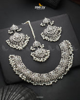 Gracious Necklace Set Silver Pearl - Zeesy Jewellery