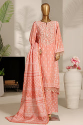 Bin Saeed Stitched 3 Piece Emb Festive Lawn Suit-OS-3125-PEACH