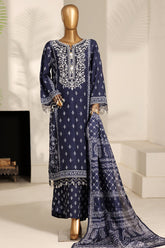 Bin Saeed Stitched 3 Piece Emb Festive Lawn Suit-OS-3128-BLUE