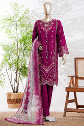 Bin Saeed Stitched 3 Piece Luxury Emb Lawn Vol-13 Suit-D-3132-PURPLE