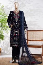Bin Saeed Stitched 3 Piece Luxury Emb Lawn Vol-13 Suit-D-3134-N.BLUE
