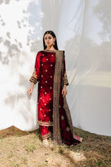 Panache Apparel Stitched Velvet Collection-Surkh