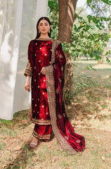Panache Apparel Stitched Velvet Collection-Surkh