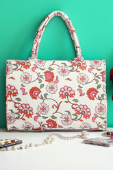 Fineur Canvas Tote Bags White Floral