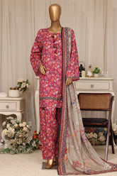 Bin Saeed Stitched 3 Piece Printed Lawn With Farshi Shalwar Vol-04 Suit-LSM-3371-ATISHI