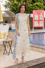 Mojito By Meeral Unstitched 3 Piece Lawn Collection'2025-Offwhite - Tropelle
