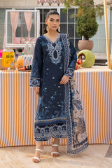 Mojito By Meeral Unstitched 3 Piece Lawn Collection'2025-Navy Blue - Blue Mirage