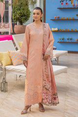 Mojito By Meeral Unstitched 3 Piece Lawn Collection'2025-Peach - Flayme