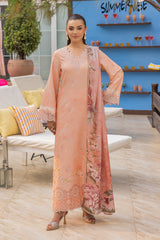 Mojito By Meeral Unstitched 3 Piece Lawn Collection'2025-Peach - Flayme