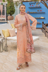 Mojito By Meeral Unstitched 3 Piece Lawn Collection'2025-Peach - Flayme