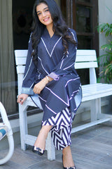 Dhaga Stitched 2 Piece Solids Crepe Summer Collection'2025-Charcoal