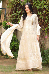 Manahils Stitched Formals Kurti 122-Divine- Off White