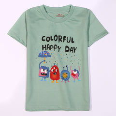 Kjunction Boys Half Sleeves-Printed T-Shirt (Colour-Ful)