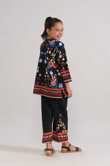 Dhaga Stitched 2 Piece Premium Cambric Kids Suit-cherry