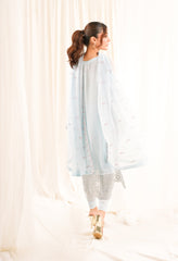 Zouj Unstitched 3 Piece Luxe Chiffon Edit Collection'2025-Blush Blue