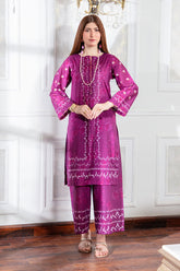 Ahlam By Safa Textile Stitched Co-Ords Lawn Suit-Elegant Maroon