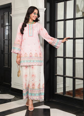 Ahlam By Safa Textile Stitched Co-Ords Lawn Suit-Soft Baby Pink Elegant