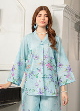 Daily Chic - Ahlam By Safa Textile Stitched 1 Piece Summer Shirt-Light Blue Graceful Tunic