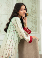 Daily Chic - Ahlam By Safa Textile Stitched 1 Piece Summer Shirt-Olive Green & Skin Tone