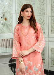Daily Chic - Ahlam By Safa Textile Stitched 1 Piece Summer Shirt-Peach Chic Printed