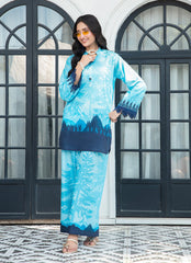 Daily Chic - Ahlam By Safa Textile Stitched 1 Piece Summer Shirt-Sea Blue Premium Tunic
