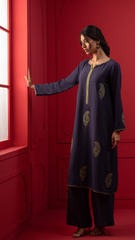 Signature By Najia Zia Stitched 2 Piece Winter Collection'2025-Indigo