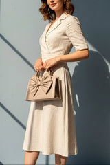 Fineur Hand Bag Gloss Bow Beige