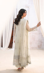 Lamhay By Shamooz Unstitched 3 Piece Luxury Chiffon Formals Suit-Cloud Gray SU-160
