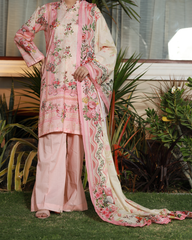 Chameli Studio-Peachy Mist Lawn Digital Print 3 Piece Unstitched Suit-WRTS-0015
