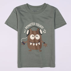 Kjunction Boys Half Sleeves-Printed T-Shirt (Monster-Squad)