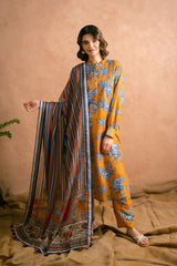 Ayla Studio Stitched PRINTED ESSENTIAL 2PC CO-ORD - Saffron Mix